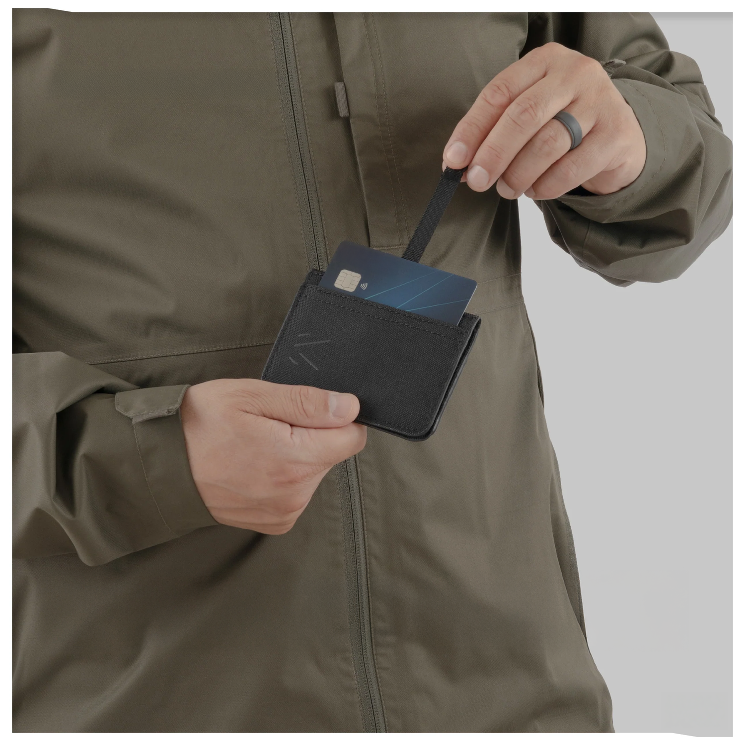 Monrc wallet with easy access pull tab